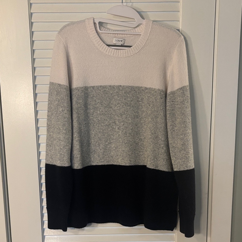 J. Crew Colorblock Sweater - Cream, Gray, and Black